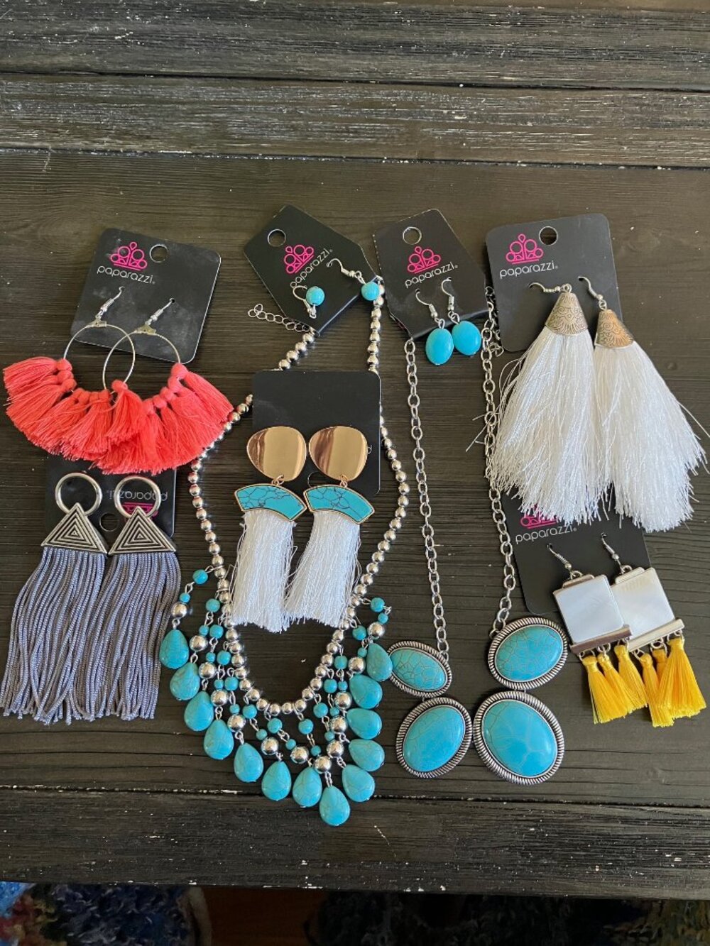 New Paparazzi (2) Necklaces and (5) Fringe Earrings Multi Colors